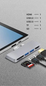 For Surface Pro 7/7+ USB C Hub with 4K Compatible-HDMI Adapter+ USB C - Photo 1 sur 11