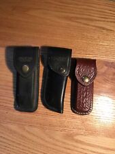 VTG Lot of 3 Leather Belt Pocket Knife Sheath 1 Case 2 Buck NO RESERVE