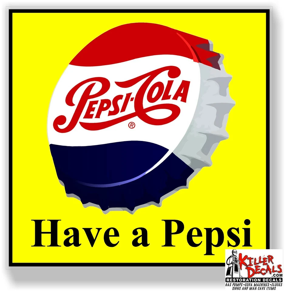 (PC-221) 12"X 12" YELLOW HAVE A PEPSI SODA DECAL POP VENDING MACHINE COOLER  - Image 1 of 1