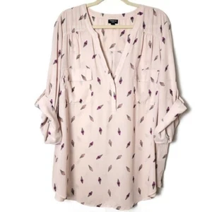 Torrid Harper Pink Ice Cream Cone Novelty Print Vneck Roll Tab Popover Blouse 4X - Picture 1 of 11
