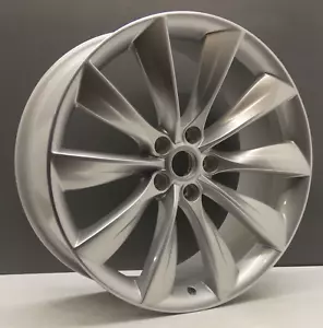 TESLA MODELO S TURBINA PLATEADA 21" LLANTA DE ALEACIÓN OEM 6005868-00-E GENUINA X1 - Imagen 1 de 19