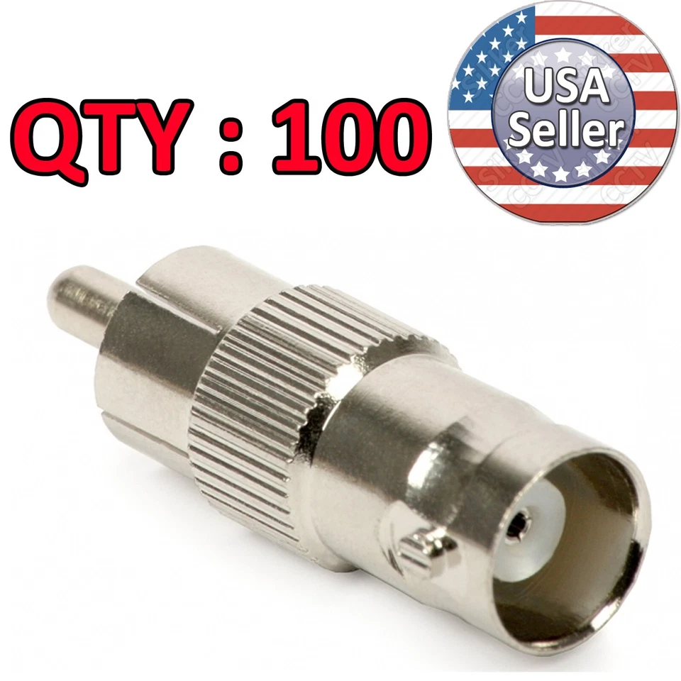 Sikker 100 pcs BNC Female to RCA Male Coax RG59 Camera Cable converter Adapter - Image 1 of 1