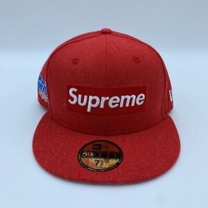 Supreme RED World Famous Box Logo ERA Fitted Cap Size 7 3/8 