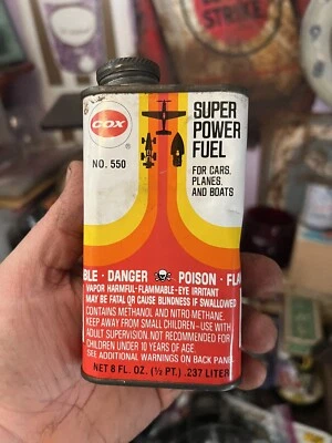 Vintage 1994 Cox No 550 Super Power Fuel Cars Planes Boats Empty Metal Tin Can - Image 1 of 4