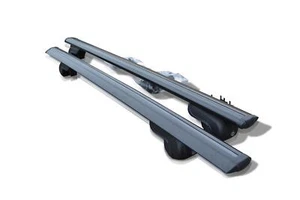 Black Cross Bars Pair To Fit Integrated Roof Rails Audi BMW Top Aluminium Rack - Picture 1 of 10