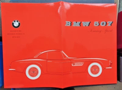 ¡RARO! Catálogo de folletos BMW 507 Roadster inglés de fábrica fabricante de equipos originales 1958 1959 1960 Foto 1 de 4