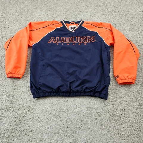 Auburn Tigers Jacket Mens Large L Blue Orange Windbreaker Lined 58 Sports Cover