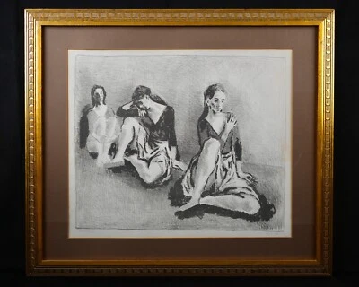 Vintage Framed Moses Soyer Signed Limited Edition Lithograph "Three Ballerinas" - Image 1 of 4