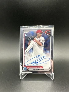 Bowman Draft Chase Burns 2024 1st Chrome Prospect Auto #CPA-CB Reds - Imagen 1 de 2