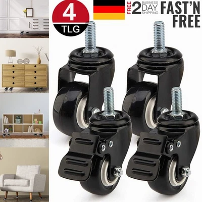 4 Rollen mit M8 Gewindestift Transportrollen Laufrollen Möbelrollen Lenkrollen - Bild 1 von 4