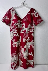 Ann Taylor Dress Women’s Size 6P Paisley Cranberry Red Dress Business Casual New - Picture 1 of 15