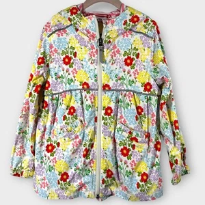 Hanna Andersson Hooded Jacket Girl's 120cm US 6-7 Floral Lightweight Zip Front - Picture 1 of 8