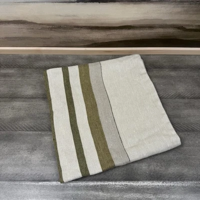 Pottery Barn Owen Striped Pillow Cover Only Linen Cotton 22”x22” Flax Green NWOT - Image 1 of 4