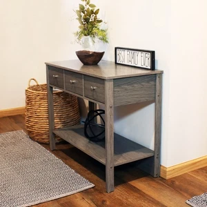 Classic Entryway Table with Drawers - Thunder Gray - 30 in by Sunnydaze - Picture 1 of 10
