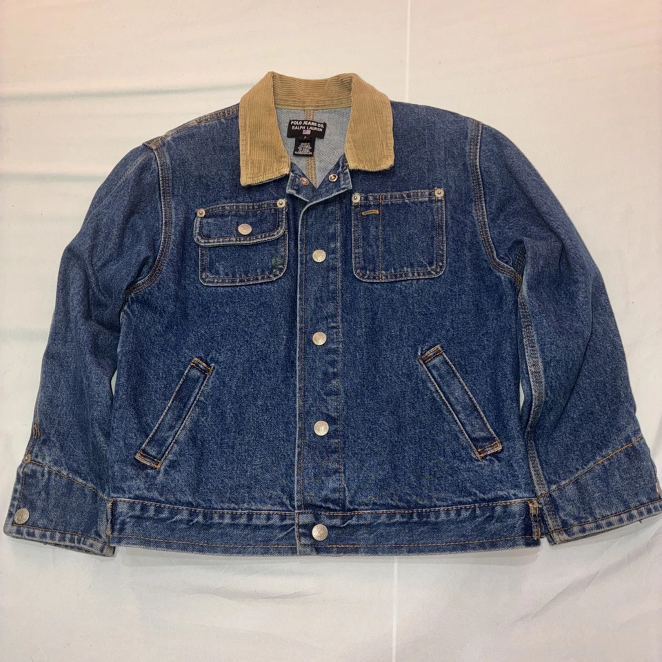 Polo Jeans Company De Colección Cuello Pana Jean Chaqueta Juvenil Niño Pequeño Talla 7 Azul Foto 1 de 4