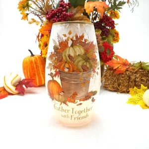 Stony Creek dekorative beleuchtete Glaskürbisse Küken Streifenhörnchen 7" Vase SKF05A - Bild 1 von 9