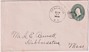 1865 2ct verde entero BENSALEM NC target cl (Moore Co) (k65) - Imagen 1 de 2