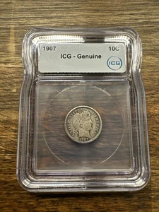 1907 Barber Dime Philadelphia Mint - ICG GENUINE - Picture 1 of 4