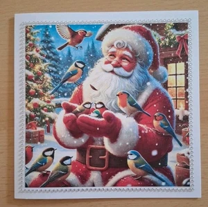 3D Grusskarte Strass - Weihnachtsmann 🎅 Vögel Weihnachten 🎄  Weihnachtskarte - Bild 1 von 1