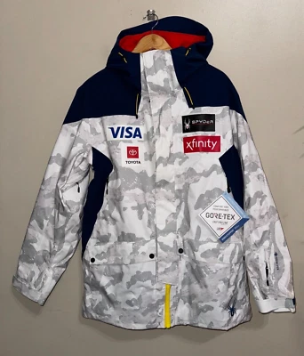 Spyder Mens US Alpine USA Ski Team GTX Gore-Tex Primaloft Jacket L Snow Camo NEW - Image 1 of 4