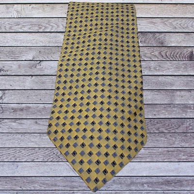 Valerio Garati Men's Neck Tie Yellow and Blue Silk 4" Wide - Image 1 of 4
