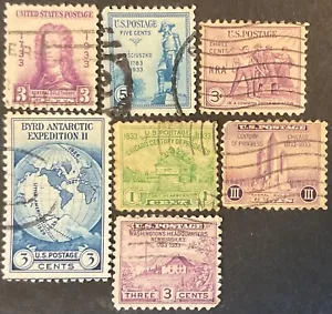 1933 commemorative set, Scott #726-29, 732-34, Used, F-VF - Picture 1 of 2