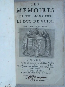 LES MEMOIRES DE FEU MONSIEUR LE DUC DE GUISE, 1668. Bel exemplaire - Picture 1 of 12
