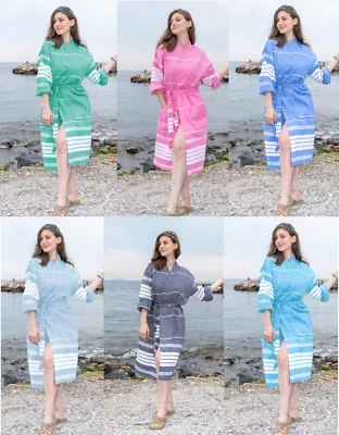 BIRGIE Bademantel Damen Herren Saunamantel Morgenmantel Baumwolle Peshtemal Gr. M-L