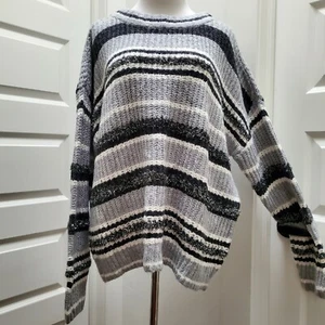 A.N.A. New Approach Women's Sweater Gray/White Long Sleeve CrewLargeNeck Size XL - Picture 1 of 11
