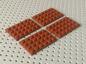 Lego Plate 4x6 [3032] Brown Reddish x4 - Picture 1 of 3