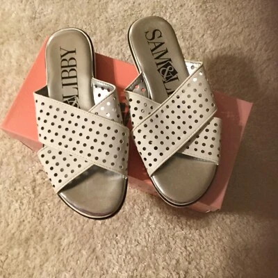 Sandalias planas Sam & Libby Jojo blancas primavera/verano para mujer talla 7 Foto 1 de 3