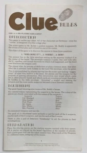 1972 Clue Board Game Replacement Parts, Original Rule Book, Pre-Owned - Picture 1 of 2