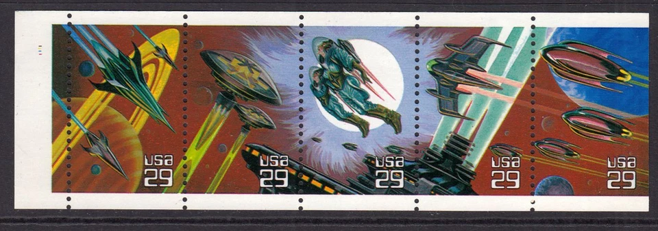 1993 Space Fantasy never folded booklet pane Sc 2745a  plate number 1111 - Image 1 of 1