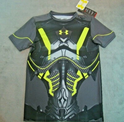 NWT Under Armour Boy’s YLG Performance Fitted Heatgear Neon Graphic Shirt RL - Image 1 of 4