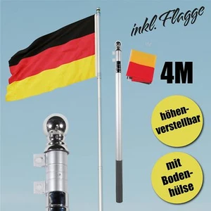 Fahnenmast Alu Teleskopfahnenmast inkl. Deutschlandflagge Flaggenmast Stange 4m - Bild 1 von 5