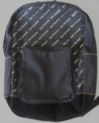 Mochila True Religion Unisex Mezcla Algodón - Negra con Letras Doradas - Nueva con Etiquetas Foto 1 de 4