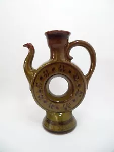 Grande brocca anello ceramica studio polacco vintage smalto verde 13,25” Cepelia - Foto 1 di 10