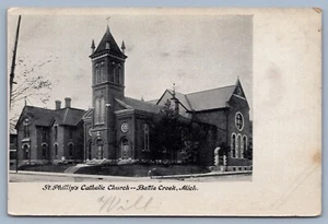 St. Phillips katholische Kirche Battle Creek Michigan Postkarte 1908 - Bild 1 von 2