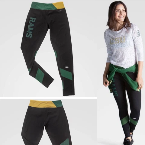 NUYU State of Mind Blk Colorado State Rams Mesh Inserts Yoga Pants Large NWT $70 Cover
