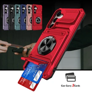 For Samsung Galaxy S24 Ultra/S24+/S24 Magnetic Ring Stand Rugged Card Slot Case - Photo 1/19