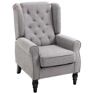 Retro Accent Chair, Wingback Armchair with Wood Frame Button Tufted Design for L - Picture 1 of 11