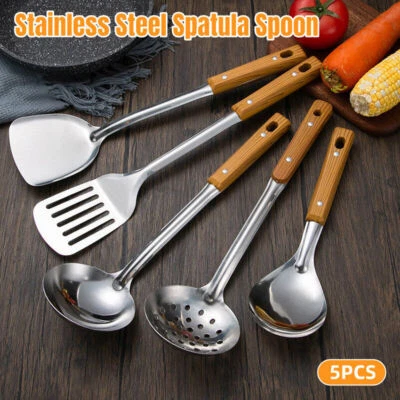 5PCS Set Stainless Steel Kitchen Utensil Spatula Spoon Cooking Cookware Gifts AU - image 1 of 4