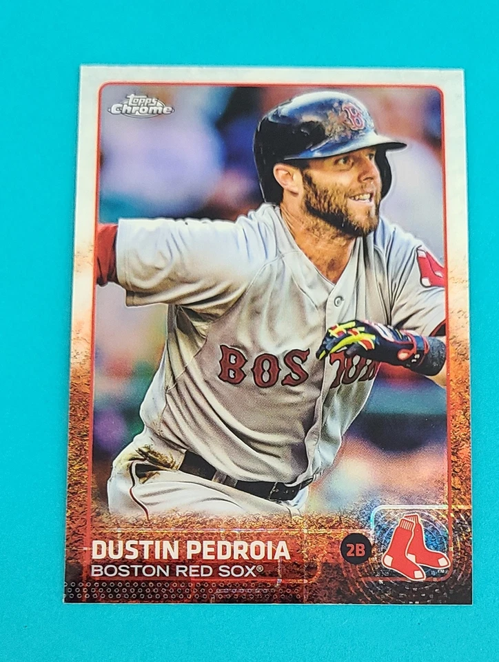 2015 Topps Chrome Refractor #172 Dustin Pedroia Boston Red Sox BASEBALL Card Z9 - Image 1 of 2
