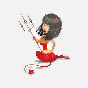 Calcomanía de vinilo sexy para niña diablo dibujos animados - Imagen 1 de 1