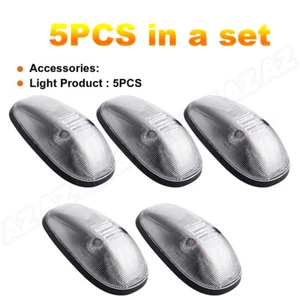 5Pcs Cab Roof Running Light Chrome Housing White LED For 1999-01 Dodge Ram Truck - Picture 1 of 11