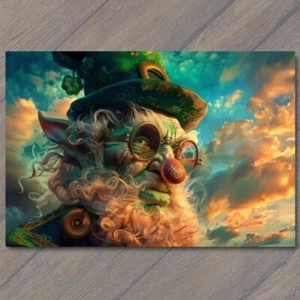 FLATCARD Leprechaun St. Patrick’s Day Bright Colors Weird Strange Wild Unusual - Picture 1 of 1
