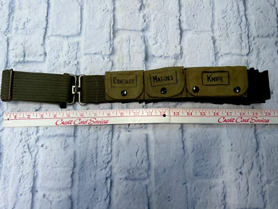 Funda CINTURÓN WEB de lona militar vintage VERDE munición/coincidencia/brújula/soporte cuchillo Foto 1 de 4