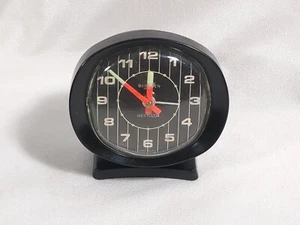 Orologio da scrivania Baby Ben Westclox Made in USA vintage MCM nero bagliore nel buio mano - Foto 1 di 10
