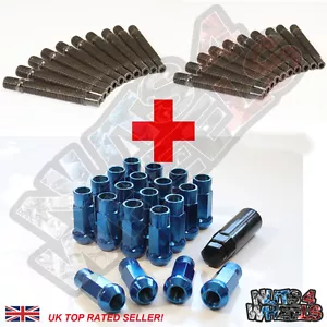 20 Wheel Stud Conversion kit GT50 Blue Nuts 82mm (+17) fit Vauxhall Corsa Astra - Picture 1 of 3