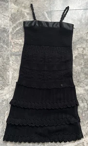 Abito CHANEL nero senza maniche in maglia autunno 2004 Fr 36 US 0/2 - Foto 1 di 13